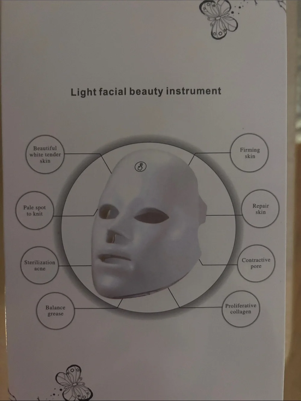 LED Light Facial Beauty Mask - White